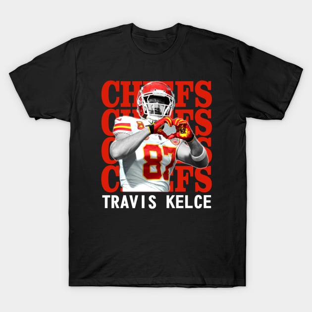 Kansas City Chiefs Travis Kelce 87 T-Shirt by Thejockandnerd